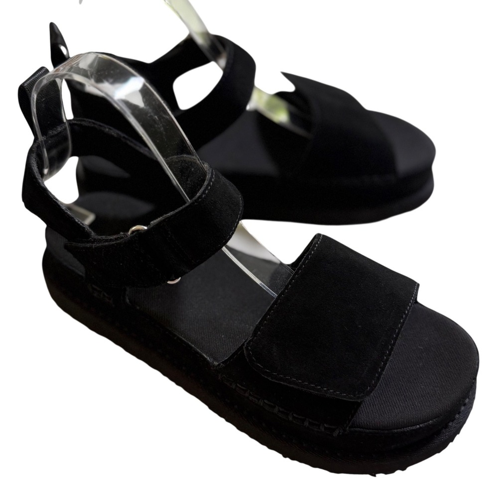 Project Cloud Women Black Suede Platform Sandals Cloudfoam Size 8.5 NEW